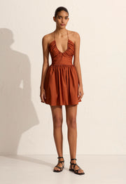 Drawcord Halter Mini Dress - Sienna - Matteau